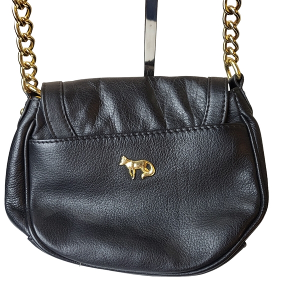 Emma Fox Black Pebbled Leather Gold Chain Crossbody Bag - Picture 3 of 9
